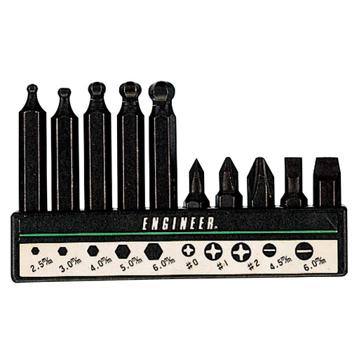 Engineer 10-Piece Bit Set - Phillips Flathead Hexagon Ball Point - DR10 Set-Kiichin - The #1 Place for Japanese Goods in Your Hand!