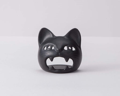 Iwachu Nambu Ironware Black Cat Candle Stand 9x8.5cm Elegant Design-Kiichin - The #1 Place for Japanese Goods in Your Hand!