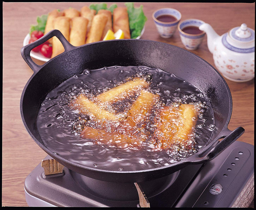 Iwachu Medium Black Nambu Iron Chinese Wok 31.5Cm Direct Heat Safe-Kiichin - The #1 Place for Japanese Goods in Your Hand!