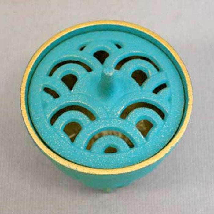 Iwachu Nami Gold Turkish Blue Incense Burner Φ8.5×H9 Nambu Ironware 29212-Kiichin - The #1 Place for Japanese Goods in Your Hand!