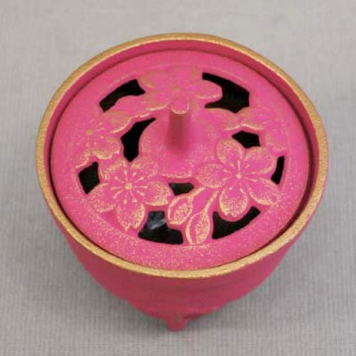Iwachu Sakura Gold Pink Incense Burner Nambu Ironware Φ8.5xH9 29211-Kiichin - The #1 Place for Japanese Goods in Your Hand!