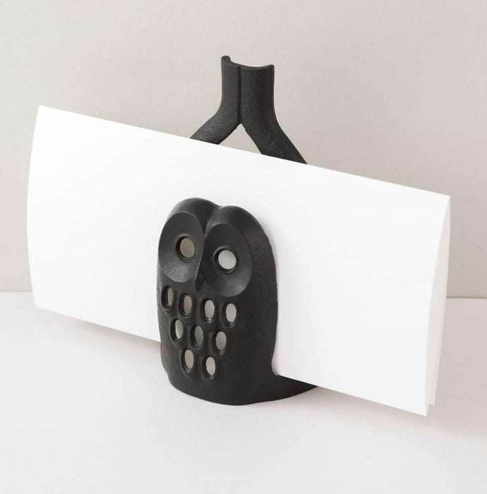 Iwachu Nambu Ironware Owl Letter Stand Black - 9x5x15.5 cm-Kiichin - The #1 Place for Japanese Goods in Your Hand!