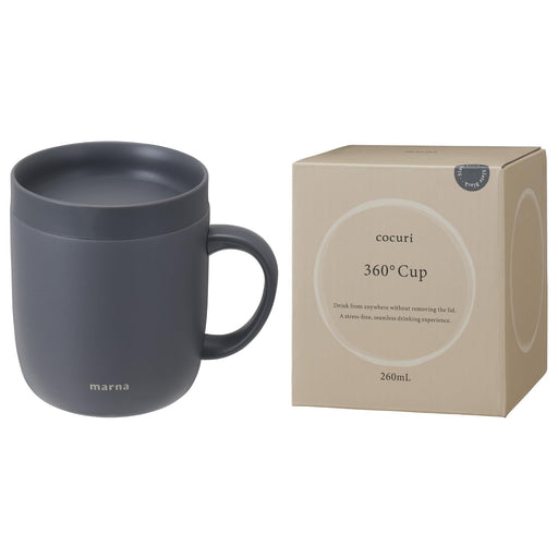 Marna 360° Cup 260Ml Stainless Steel Insulated Mug with Lid Slate Black-Kiichin - The #1 Place for Japanese Goods in Your Hand!