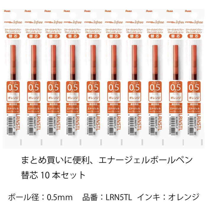 Pentel Energel 0.5 Orange Ballpoint Pen Refill Pack of 10-Kiichin - The #1 Place for Japanese Goods in Your Hand!