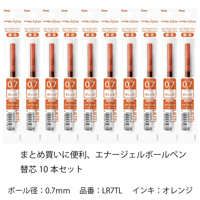 Pentel Energel 0.7 Orange Ballpoint Pen Refill Pack of 10 Pieces-Kiichin - The #1 Place for Japanese Goods in Your Hand!