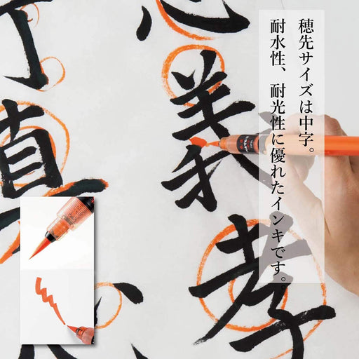 Pentel Medium Character Brush Pen Xfp9L with Red Ink 40x230x15mm Size-Kiichin - The #1 Place for Japanese Goods in Your Hand!