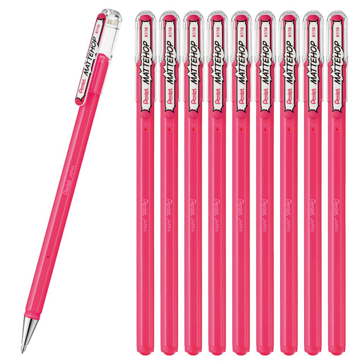 Pentel 10 Pack Matte Hop Pink Color Ballpoint Pens K110-Vp-Kiichin - The #1 Place for Japanese Goods in Your Hand!