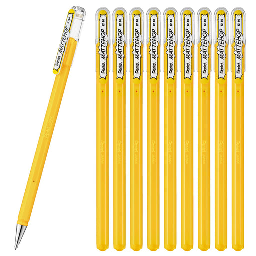 Pentel Matte Hop Yellow Color Ballpoint Pens Pack of 10 - K110-Vg-Kiichin - The #1 Place for Japanese Goods in Your Hand!