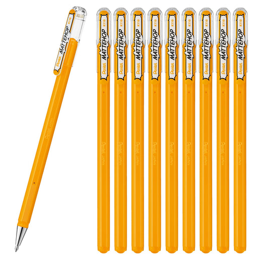 Pentel Matte Hop Yellow Orange Color Ballpoint Pens Pack of 10-Kiichin - The #1 Place for Japanese Goods in Your Hand!
