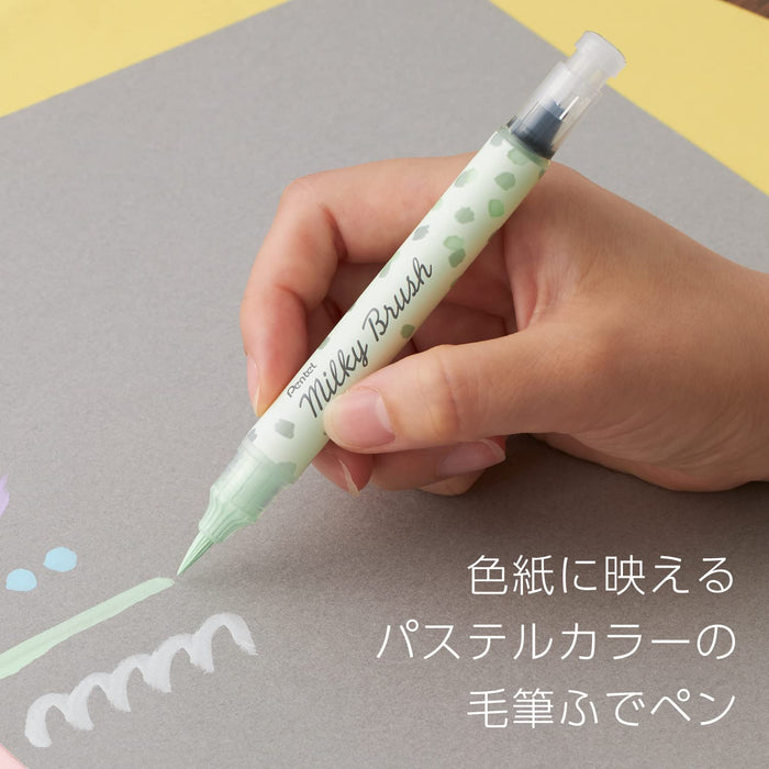 Pentel Pastel Green Color Brush Pen - Milky Brush Xgfh-Pk-Kiichin - The #1 Place for Japanese Goods in Your Hand!