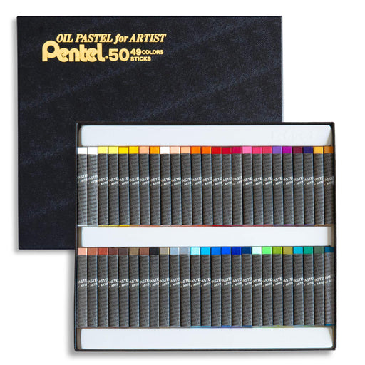 Pentel PTA-50D Professional Crayon Set with 49 Vibrant Colors Including 2 Whites-Kiichin - The #1 Place for Japanese Goods in Your Hand!