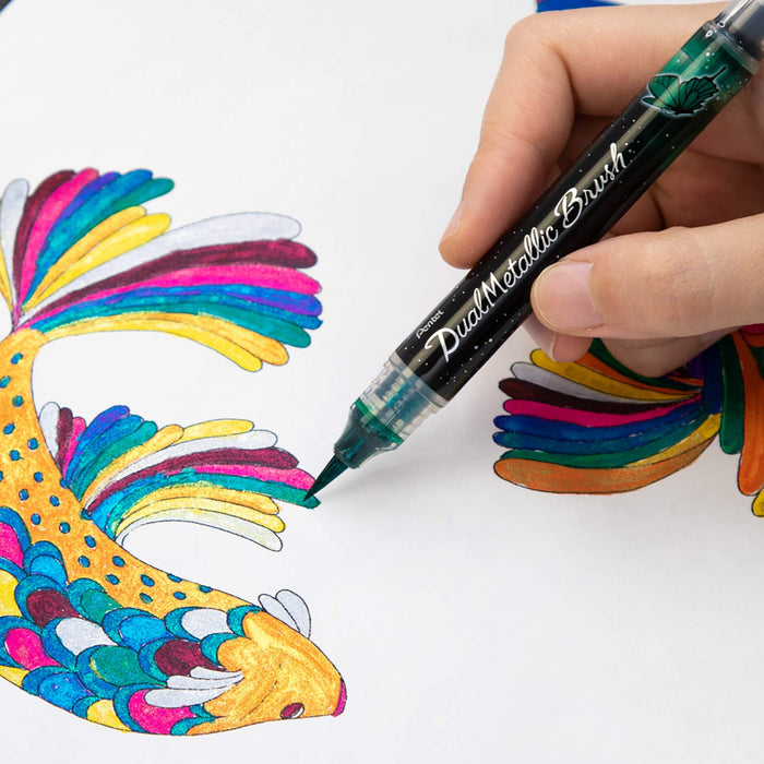 Pentel Dual Metallic Xgfh-Dd in Blush Green and Metallic Blue-Kiichin - The #1 Place for Japanese Goods in Your Hand!