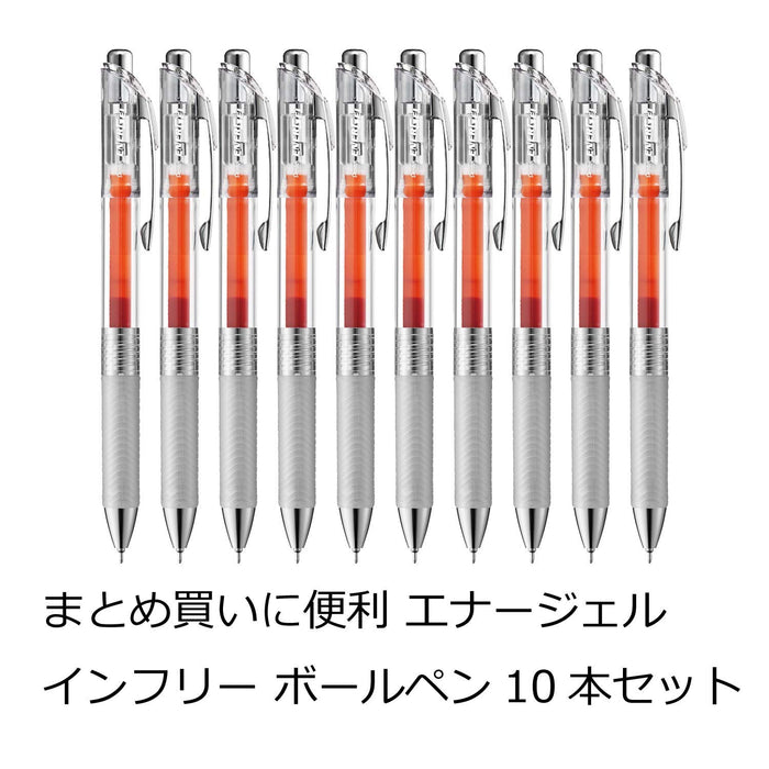 Pentel Energel In Free 0.5 Gel Ink Ballpoint Pen Orange Pack of 10-Kiichin - The #1 Place for Japanese Goods in Your Hand!