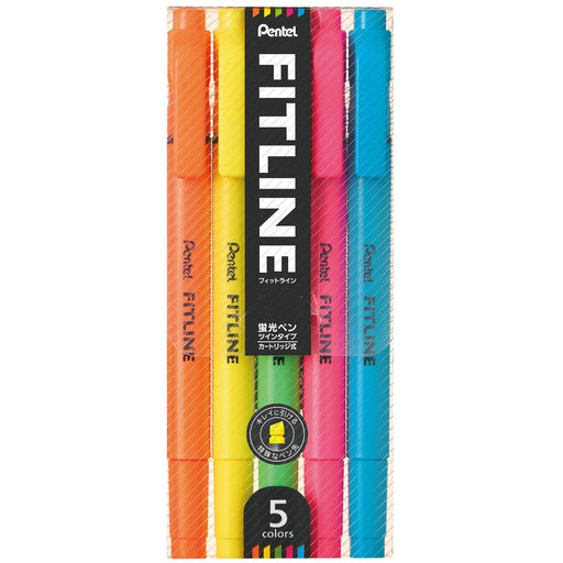 Pentel 5-Piece Highlighter Fit Line Set Vibrant 5-Color Assortment-Kiichin - The #1 Place for Japanese Goods in Your Hand!