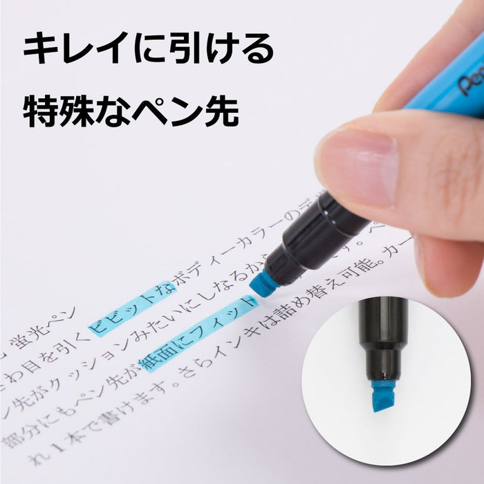 Pentel Sky Blue Fitline Highlighters Pack of 10 - SLW11-S Series-Kiichin - The #1 Place for Japanese Goods in Your Hand!
