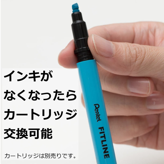 Pentel Sky Blue Fitline Highlighters Pack of 10 - SLW11-S Series-Kiichin - The #1 Place for Japanese Goods in Your Hand!