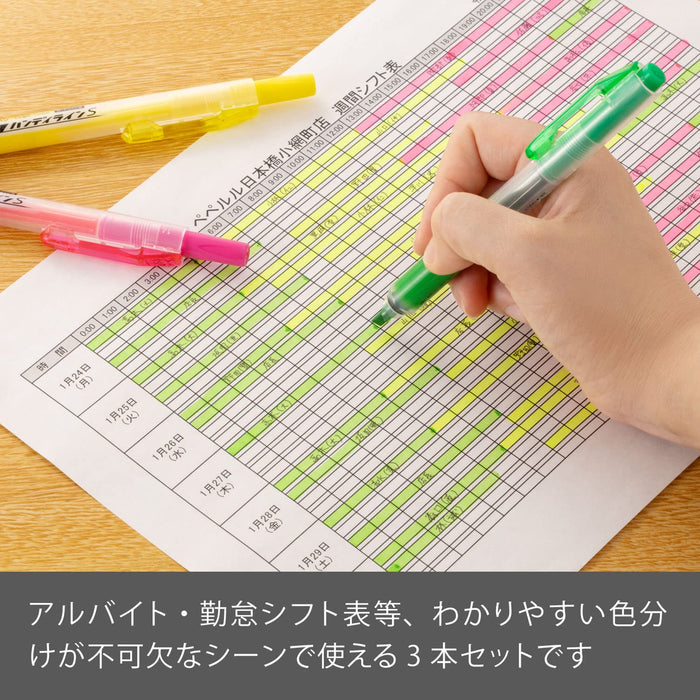 Pentel Retractable Handy Line S Highlighter 3 Color Set - SXNS15-3-Kiichin - The #1 Place for Japanese Goods in Your Hand!