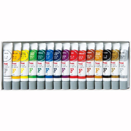Pentel 15-Color Watercolor Paint F Set with Gold and Silver Lamitube WFR-15-Kiichin - The #1 Place for Japanese Goods in Your Hand!