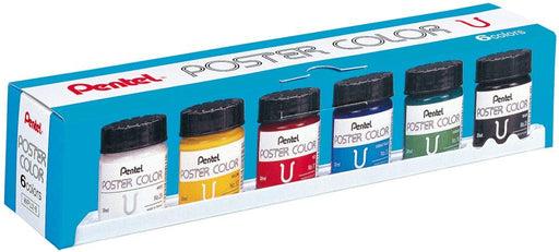 Pentel 6-Color Set Poster Paint Bottled WPU2-6DN - Vibrant Colors by Pentel-Kiichin - The #1 Place for Japanese Goods in Your Hand!