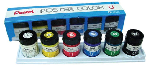 Pentel 6-Color Set Poster Paint Bottled WPU2-6DN - Vibrant Colors by Pentel-Kiichin - The #1 Place for Japanese Goods in Your Hand!