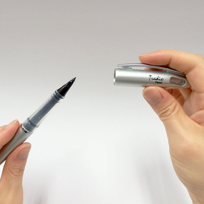 Pentel Tradio Plaman Silver Shaft Pen TRJ74 - High-Quality Writing Instrument-Kiichin - The #1 Place for Japanese Goods in Your Hand!