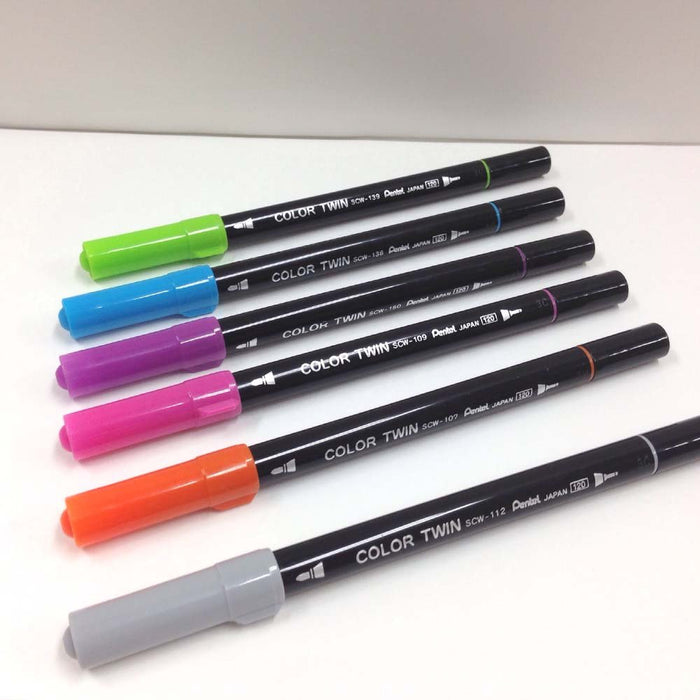 Pentel 12 Color Water-Based Twin Pen Set SCW-12 Series-Kiichin - The #1 Place for Japanese Goods in Your Hand!