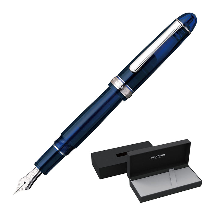 Platinum #3776 Century Medium Point Fountain Pen in Rhodium Chartres Blue-Kiichin - The #1 Place for Japanese Goods in Your Hand!