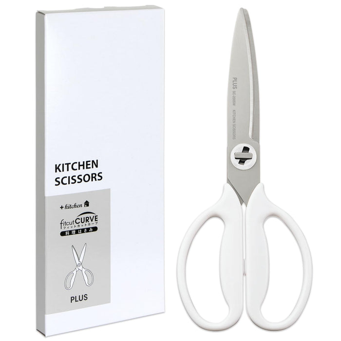 Plus Kitchen Scissors - Dishwasher Safe Sharp Fit Cut Curve Mushroom White-Kiichin - The #1 Place for Japanese Goods in Your Hand!