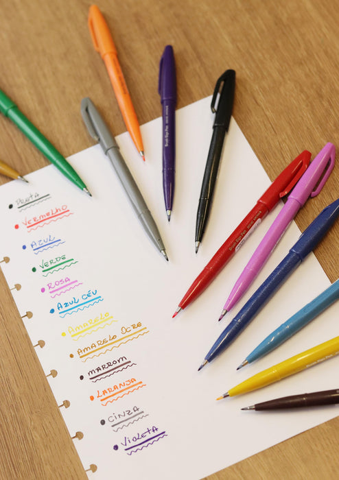 Pentel Brush Touch Felt Pen Burgundy Stationery Ses 15 Cb 2 Set-Kiichin - The #1 Place for Japanese Goods in Your Hand!