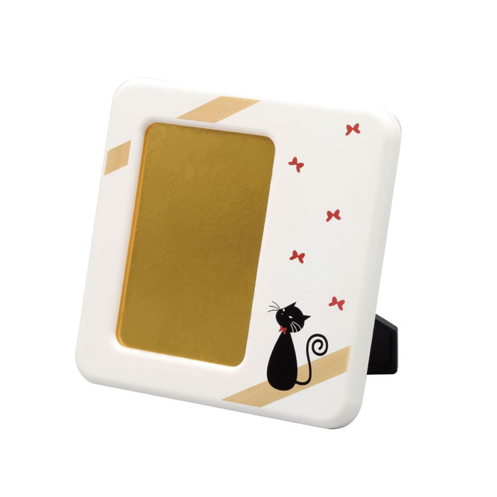 Daiwa Large Photo Stand - Aizu Lacquer Butterfly & Cat Design - Made in Japan