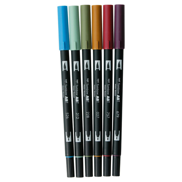 Tombow Dual Brush Pen Set 6 Color Variety in Natural Shades - AB-T6CNT-Kiichin - The #1 Place for Japanese Goods in Your Hand!