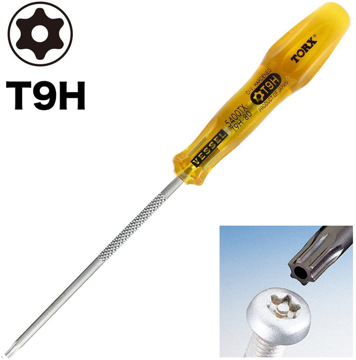 Vessel Power Grip T9Hx80 Torx Screwdriver - Tamper-Proof 5400Tx Vessel Tool-Kiichin - The #1 Place for Japanese Goods in Your Hand!