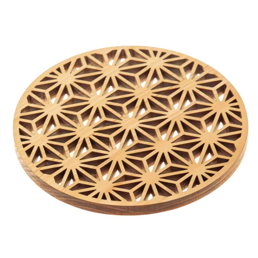 Yamaco Hinoki Coaster Hemp Leaf Design 8.8x0.5cm - Elegant Table Decor-Kiichin - The #1 Place for Japanese Goods in Your Hand!