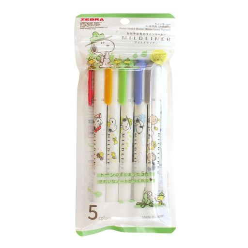 Zebra Mild Liner Snoopy Edition 5-Color Set High-Quality Highlighters-Kiichin - The #1 Place for Japanese Goods in Your Hand!