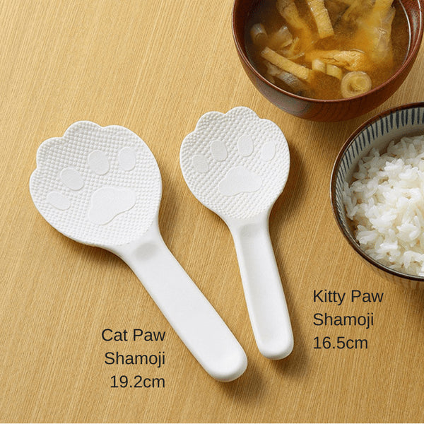 Akebono Non-Stick Cat Paw Shamoji Rice Spatula - White (19.2cm)-Kiichin - The #1 Place for Japanese Goods in Your Hand!