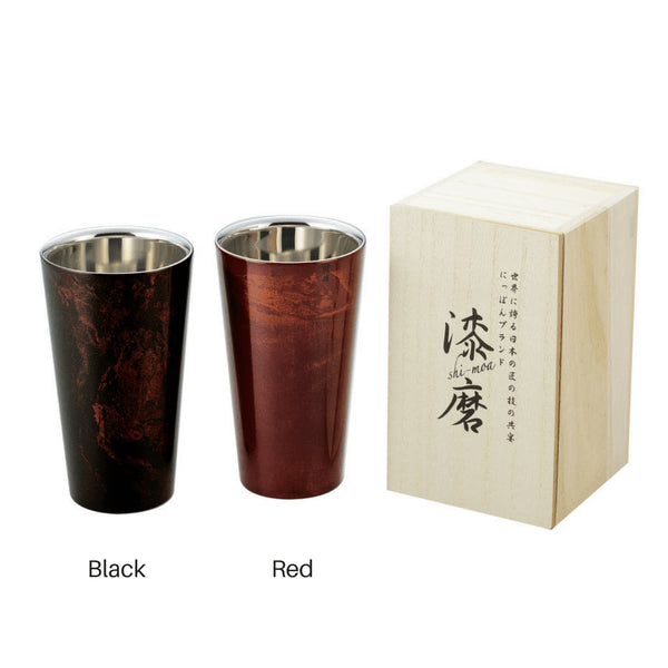 Asahi Japan Yamanaka Urushi Lacquer Double-Wall Cooler Glass 270Ml Red - Premium Gift Set-Kiichin - The #1 Place for Japanese Goods in Your Hand!