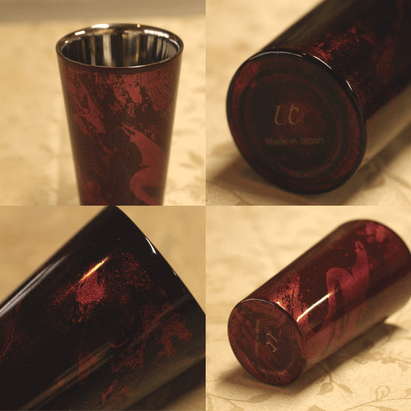 Asahi Japan Yamanaka Urushi Lacquer Double-Wall Cooler Glass 270Ml Red - Premium Gift Set-Kiichin - The #1 Place for Japanese Goods in Your Hand!
