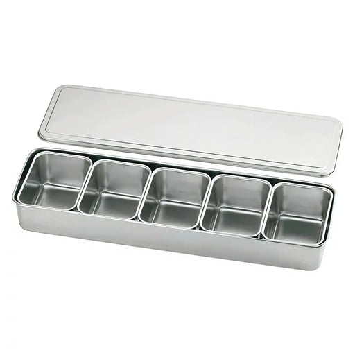 Ebm Stainless Steel Yakumi Seasoning Container - 5 Compartments-Kiichin - The #1 Place for Japanese Goods in Your Hand!