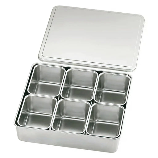 Ebm Stainless Steel Yakumi Seasoning Container - 6 Compartments-Kiichin - The #1 Place for Japanese Goods in Your Hand!