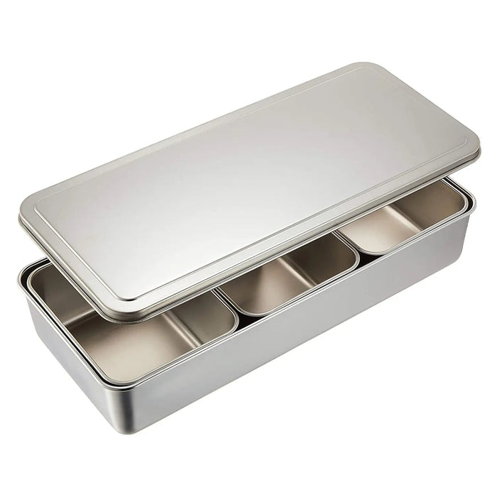 Ebm Stainless Steel Yakumi Seasoning Container - 3 Compartments-Kiichin - The #1 Place for Japanese Goods in Your Hand!