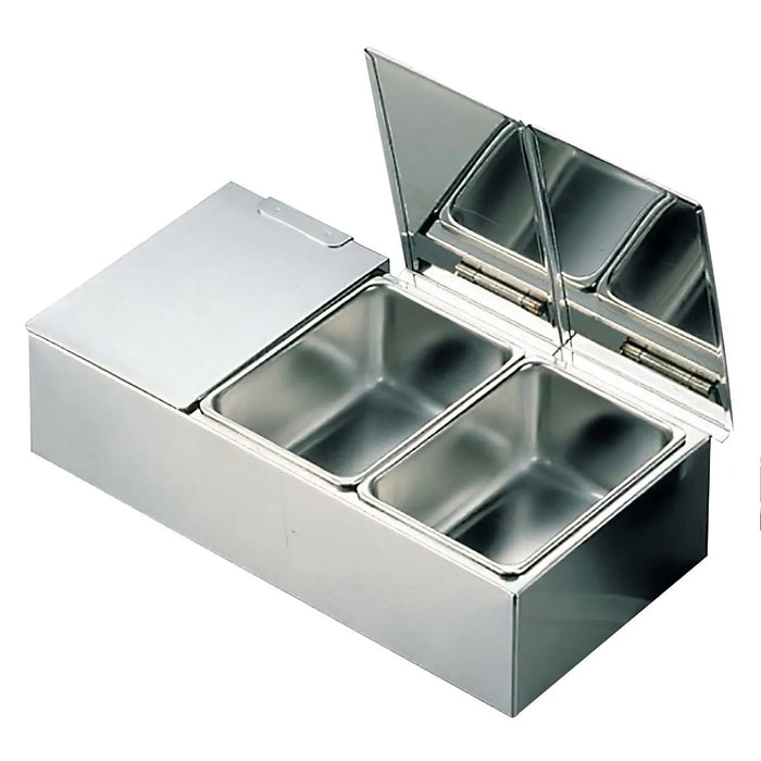 Ebm Stainless Steel Yakumi Seasoning Container - 3 Compartment Separate Cover-Kiichin - The #1 Place for Japanese Goods in Your Hand!