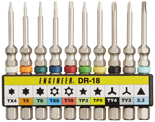 Engineer Screw Bit Set 10pc DR-18-Kiichin - The #1 Place for Japanese Goods in Your Hand!