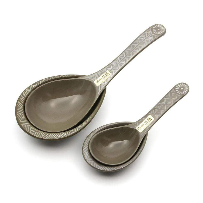 Ginpo Banko Ware Renge Soup Spoon & Spoon Rest - Large Set-Kiichin - The #1 Place for Japanese Goods in Your Hand!