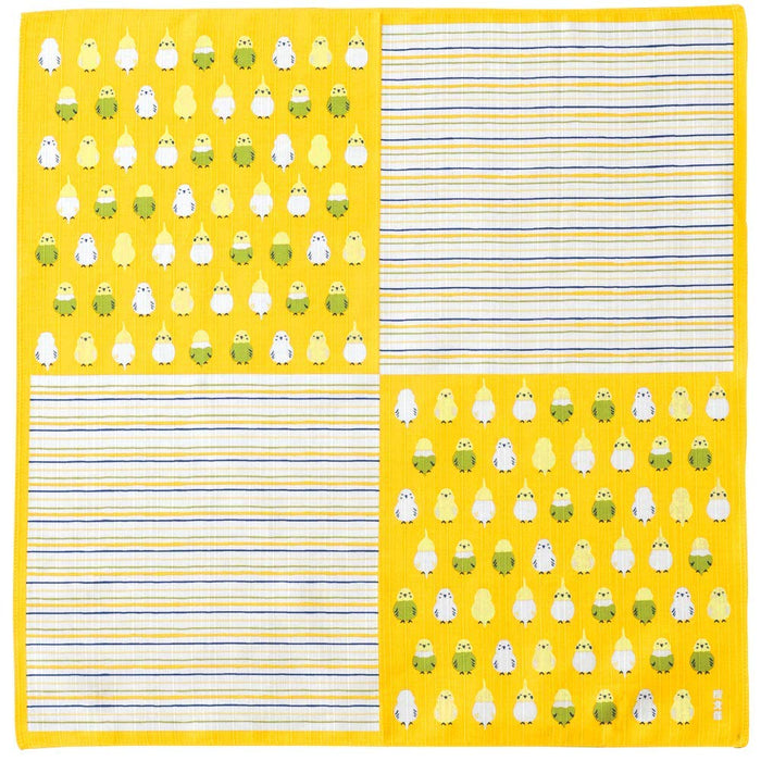 Hama Pattern Parakeet Arrangement Furoshiki - 50Cm Yellow Cloth-Kiichin - The #1 Place for Japanese Goods in Your Hand!