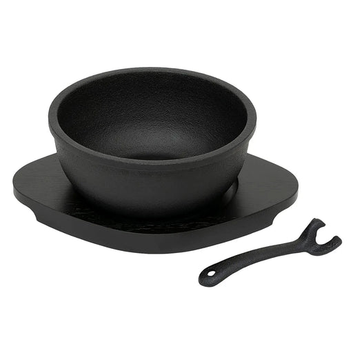 Ikenaga Japan Bibimbap Bowl with Wood Base - Induction Cast-Iron-Kiichin - The #1 Place for Japanese Goods in Your Hand!