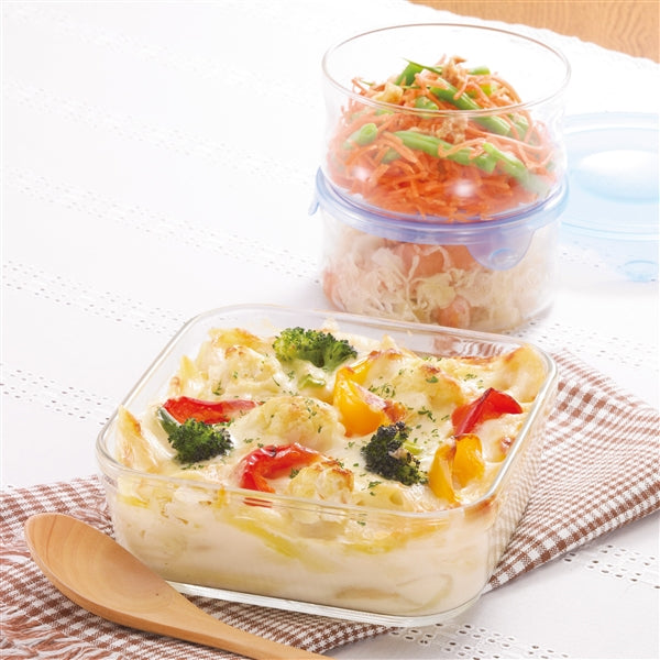 Iwaki 450ml Square Glass Food Container - Heat Resistant & Durable-Kiichin - The #1 Place for Japanese Goods in Your Hand!