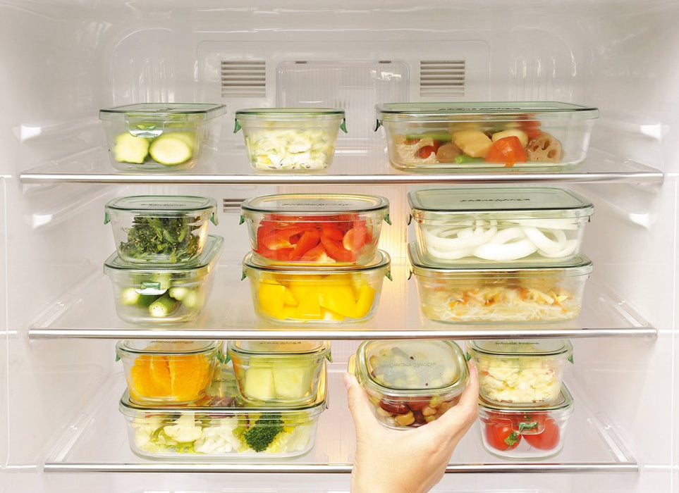 Iwaki Japan Square Glass Storage Container M 800ml - Heat Resistant-Kiichin - The #1 Place for Japanese Goods in Your Hand!