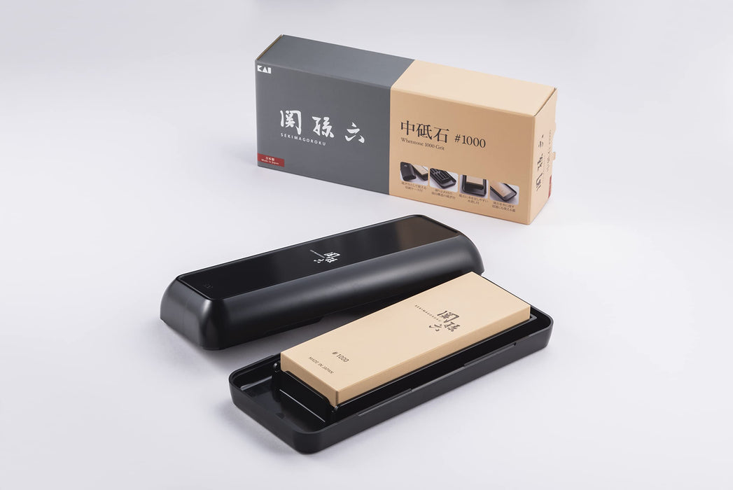 Kai Corporation Seki Magoroku #1000 Whetstone Knife Sharpener w/Case Made in Japan-Kiichin - The #1 Place for Japanese Goods in Your Hand!