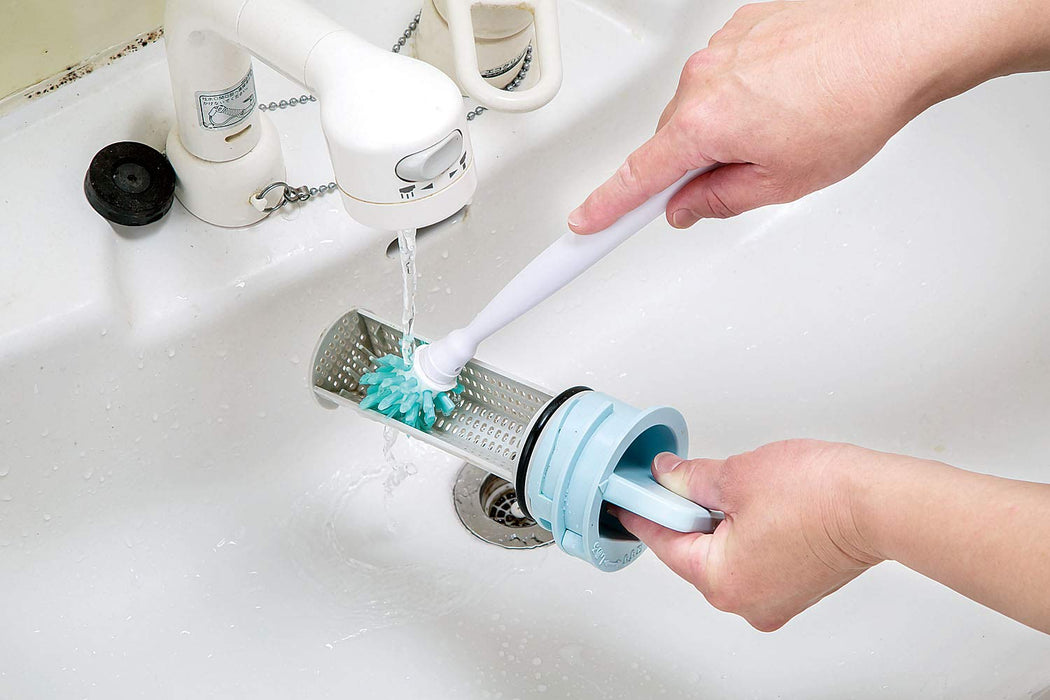 Mameita Japanese Washing Machine Filter Brush - White Blue 4X4X24Cm-Kiichin - The #1 Place for Japanese Goods in Your Hand!