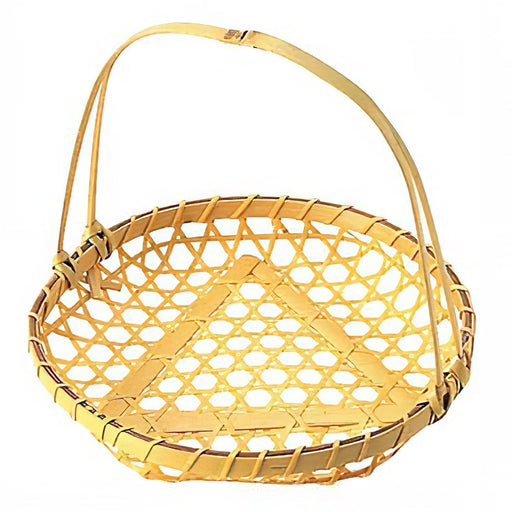 15cm Manyo Bamboo Serving Basket with Handle - Versatile and Stylish Kitchen Essential-Kiichin - The #1 Place for Japanese Goods in Your Hand!